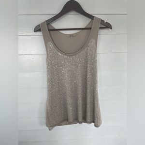 Tan Matte Sequin Scoop Neck RW&Co Tank Top